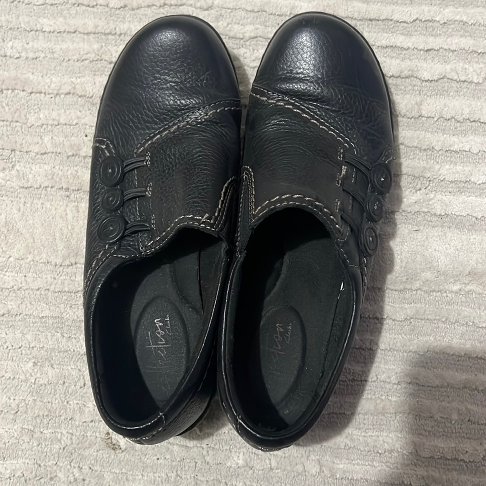 Black leather Clark shoes worn couple times for clinical
